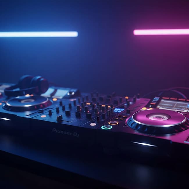 DJ Gianni on the decks in a bar/club