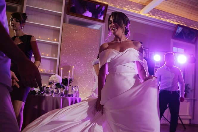 Wedding guests dancing on the dancefloor at a Southampton wedding reception